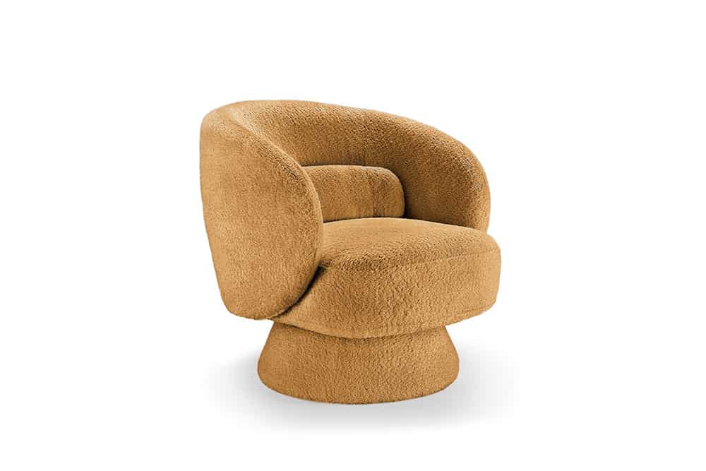 BOSSA NOVA Drehbarer Design Sessel 80cm Bouclé