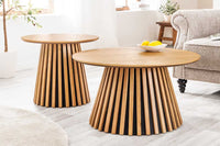 Runder Couchtisch VALHALLA WOOD natur Eichenholz Säulenfuß