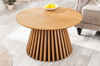 Runder Couchtisch VALHALLA WOOD natur Eichenholz Säulenfuß