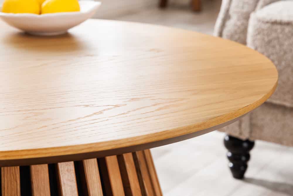 Runder Couchtisch VALHALLA WOOD natur Eichenholz Säulenfuß