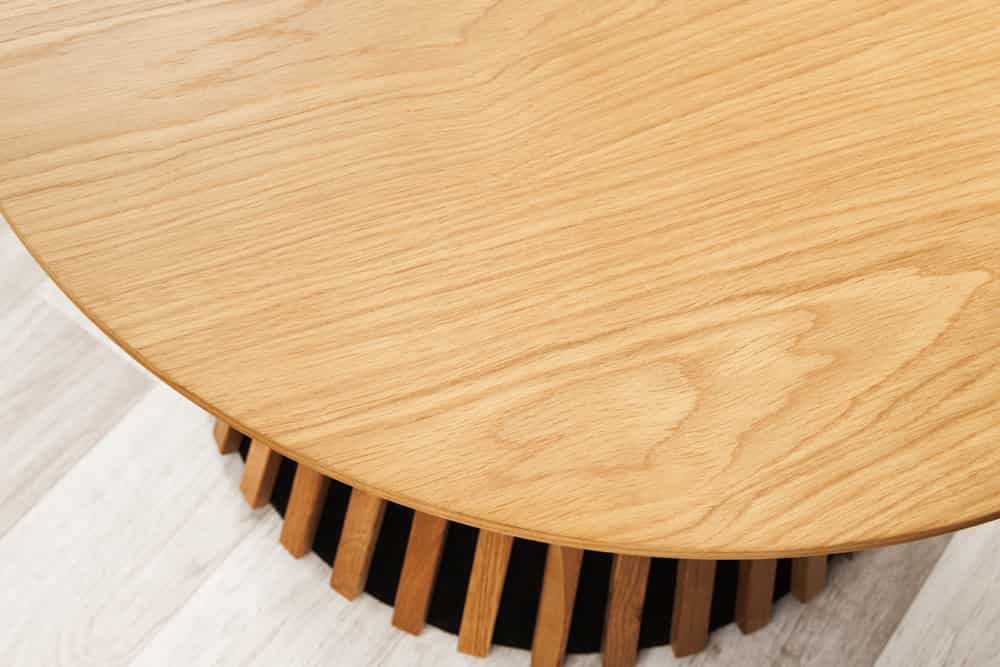 Runder Couchtisch VALHALLA WOOD natur Eichenholz Säulenfuß