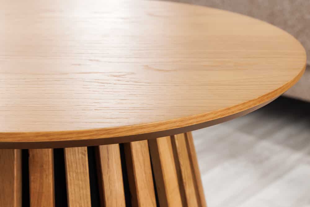 Runder Couchtisch VALHALLA WOOD natur Eichenholz Säulenfuß