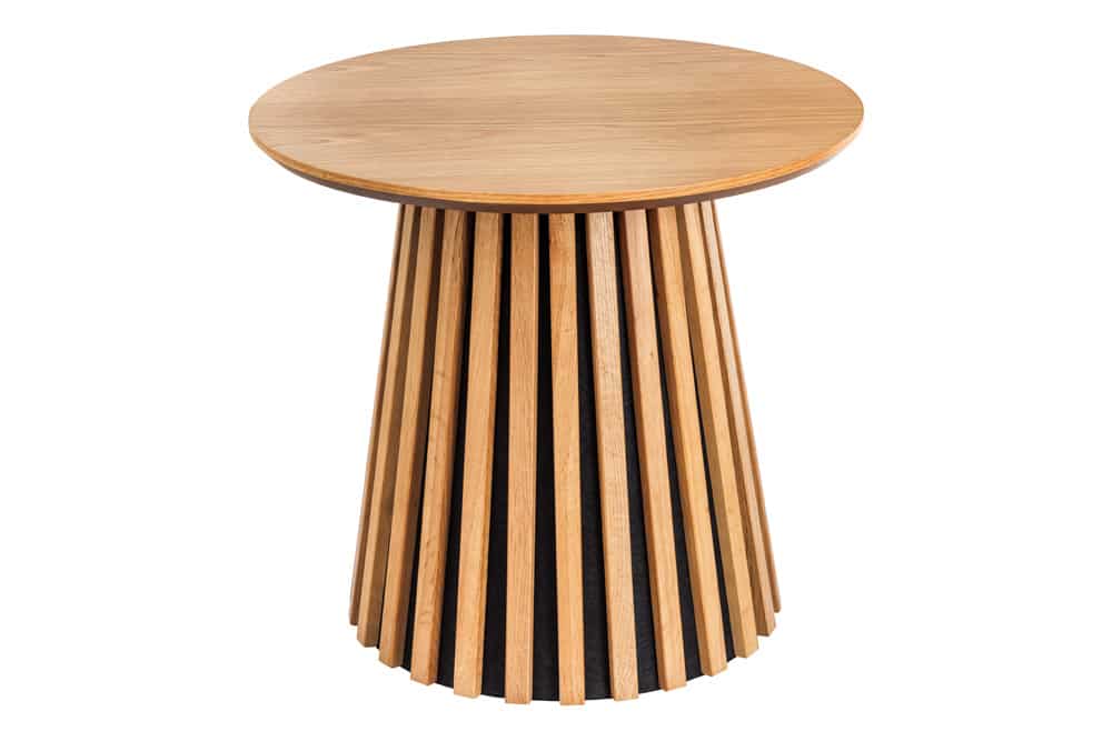 Runder Couchtisch VALHALLA WOOD natur Eichenholz Säulenfuß