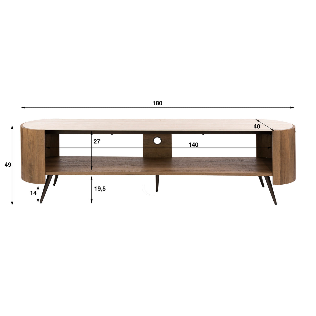 WAVE Design TV Board 160cm black mango solid wood