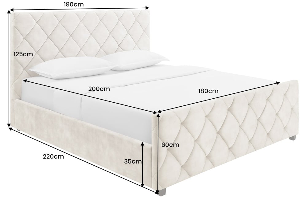 ELYSIUM Design Boxbett 180x200cm Doppelbett Champagner Beige Samt mit Stauraum