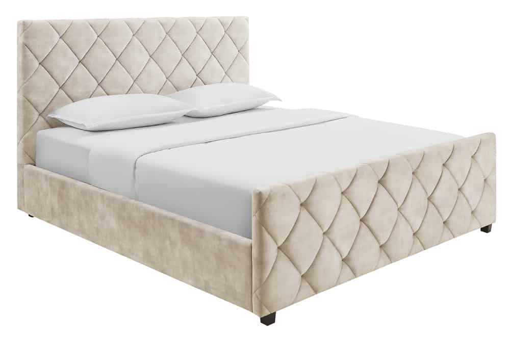ELYSIUM Design Boxbett 180x200cm Doppelbett Champagner Beige Samt mit Stauraum