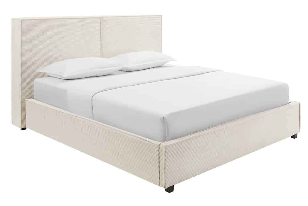 ROCCO Design Boxbett 180x200cm Doppelbett Beige Cord mit Stauraum