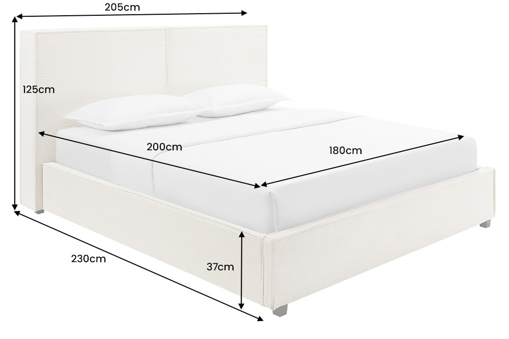 ROCCO Design Boxbett 180x200cm Doppelbett Beige Cord mit Stauraum