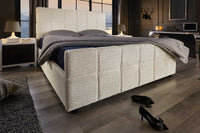 PRESTIGE Design Boxbett 180x200cm Doppelbett Creme Bouclè mit Stauraum