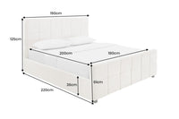 PRESTIGE Design Boxbett 180x200cm Doppelbett Creme Bouclè mit Stauraum