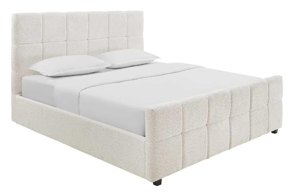 PRESTIGE Design Boxbett 180x200cm Doppelbett Creme Bouclè mit Stauraum