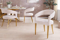 BOUTIQUE Skandinavischer Stuhl Strukturstoff brushed champagner gold Metall