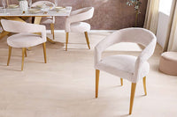 BOUTIQUE Skandinavischer Stuhl Strukturstoff brushed champagner gold Metall