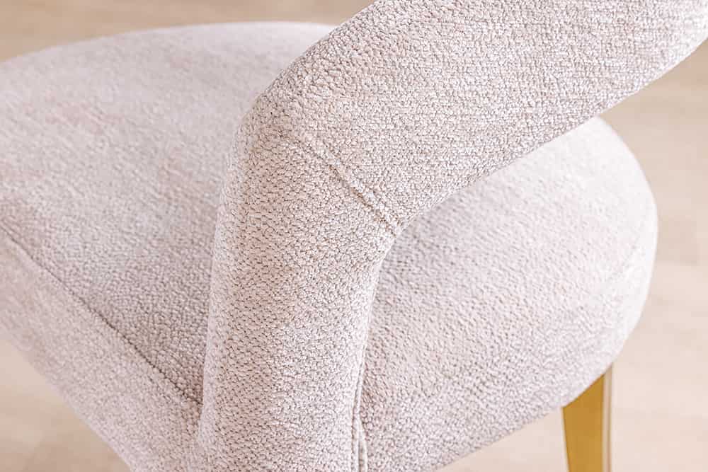 BOUTIQUE Skandinavischer Stuhl Strukturstoff brushed champagner gold Metall