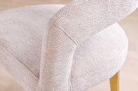BOUTIQUE Skandinavischer Stuhl Strukturstoff brushed champagner gold Metall