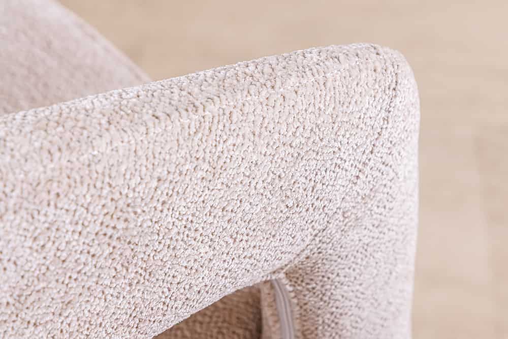 BOUTIQUE Skandinavischer Stuhl Strukturstoff brushed champagner gold Metall