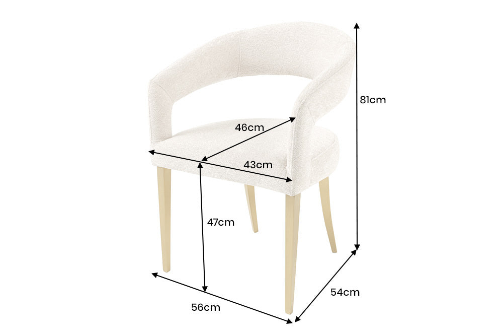 BOUTIQUE Skandinavischer Stuhl Strukturstoff brushed champagner gold Metall