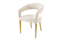 BOUTIQUE Skandinavischer Stuhl Strukturstoff brushed champagner gold Metall