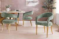 BOUTIQUE Skandinavischer Stuhl Strukturstoff brushed champagner gold Metall