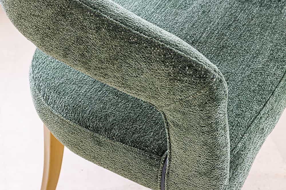 BOUTIQUE Skandinavischer Stuhl Strukturstoff brushed champagner gold Metall
