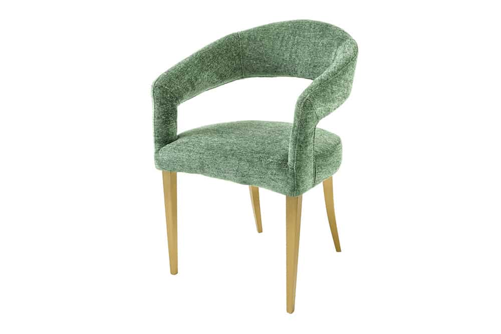 BOUTIQUE Skandinavischer Stuhl Strukturstoff brushed champagner gold Metall