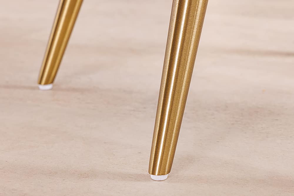 MIA CASA Retro Stuhl beige Cord champagner gold brushed Metall