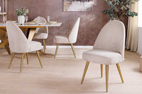 MIA CASA Retro Stuhl beige Cord champagner gold brushed Metall