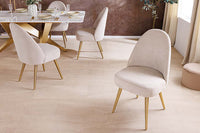 MIA CASA Retro Stuhl beige Cord champagner gold brushed Metall