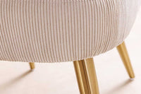 MIA CASA Retro Stuhl beige Cord champagner gold brushed Metall