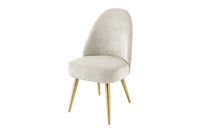 MIA CASA Retro Stuhl beige Cord champagner gold brushed Metall