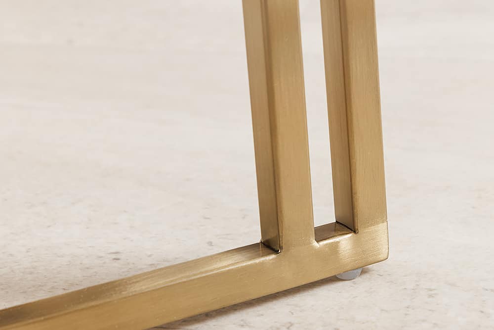 EXTRAVAGANCIA Armlehnen Stuhl Chenillestoff brushed champagner gold Metall