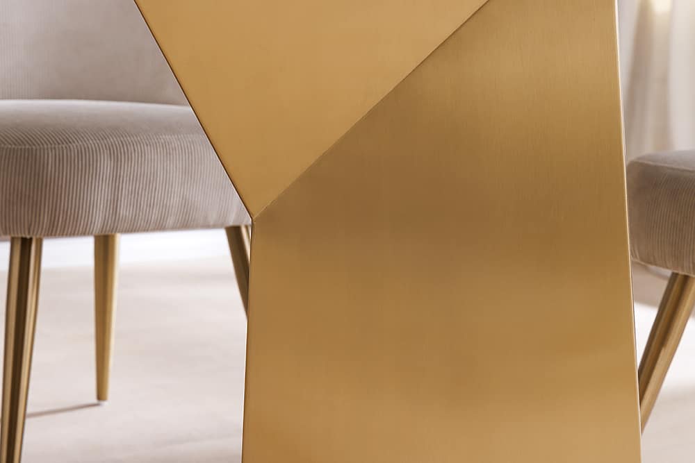 EXTRAVAGANCIA Design Esstisch 200cm weiß Marmor Metall brushed champagner gold