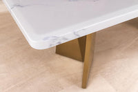 EXTRAVAGANCIA Design Esstisch 200cm weiß Marmor Metall brushed champagner gold
