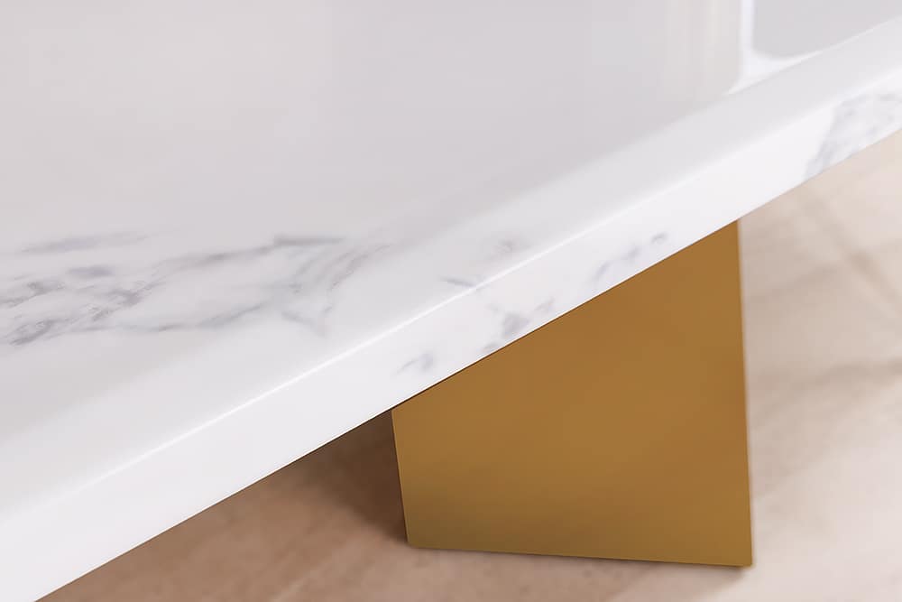 EXTRAVAGANCIA Design Esstisch 200cm weiß Marmor Metall brushed champagner gold
