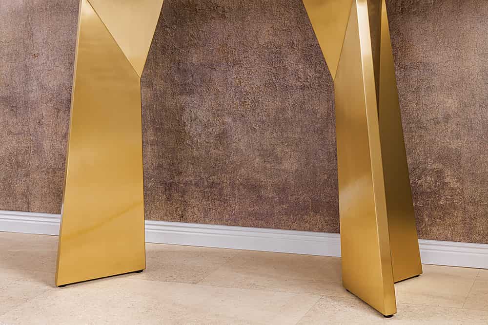 EXTRAVAGANCIA Design Konsolentisch 140cm weiß Marmor brushed champagner gold Metall
