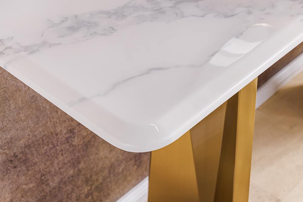 EXTRAVAGANCIA Design Konsolentisch 140cm weiß Marmor brushed champagner gold Metall