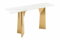 EXTRAVAGANCIA Design Konsolentisch 140cm weiß Marmor brushed champagner gold Metall
