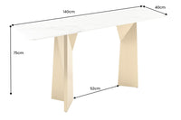 EXTRAVAGANCIA Design Konsolentisch 140cm weiß Marmor brushed champagner gold Metall