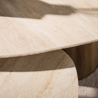 Couchtisch Romano dreieckig Set aus 2 / 3D Keramik travertin
