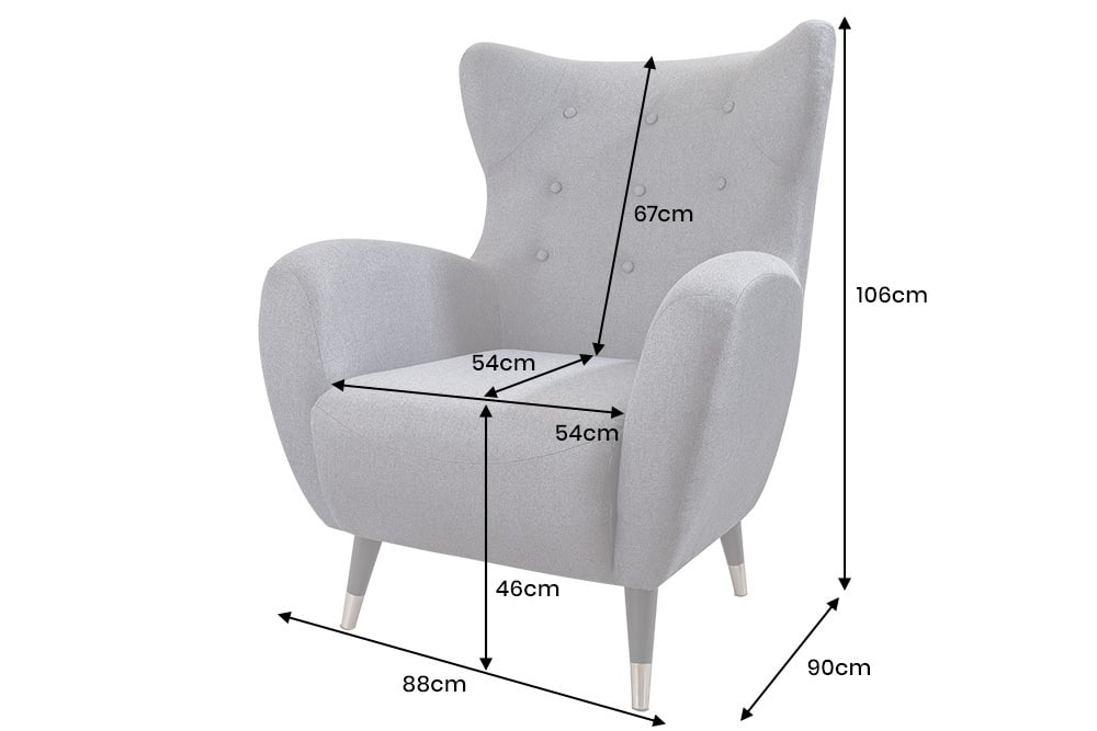 DON Retro Design Sessel Fußkappen mit Federkern