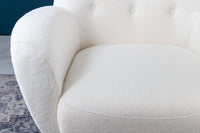 DON Retro Design Sessel mit Federkern Fußkappen Bouclé weiß