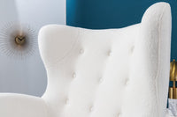 DON Retro Design Sessel mit Federkern Fußkappen Bouclé weiß