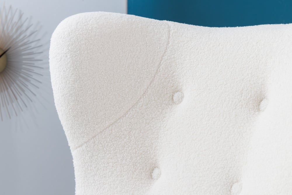 DON Retro Design Sessel mit Federkern Fußkappen Bouclé weiß