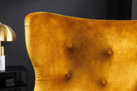 DON Retro Design Sessel Fußkappen mit Federkern Samt Senfgelb