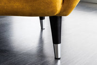 DON Retro Design Sessel Fußkappen mit Federkern Samt Senfgelb