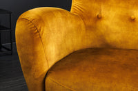 DON Retro Design Sessel Fußkappen mit Federkern Samt Senfgelb