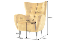 DON Retro Design Sessel Fußkappen mit Federkern Samt Senfgelb