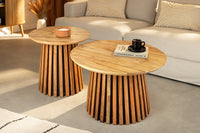 VALHALLA WOOD Rundes 2er Set Couchtische 70cm natur braun Akazie Massivholz