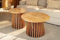 VALHALLA WOOD Rundes 2er Set Couchtische 70cm natur braun Akazie Massivholz