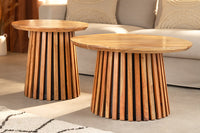 VALHALLA WOOD Rundes 2er Set Couchtische 70cm natur braun Akazie Massivholz
